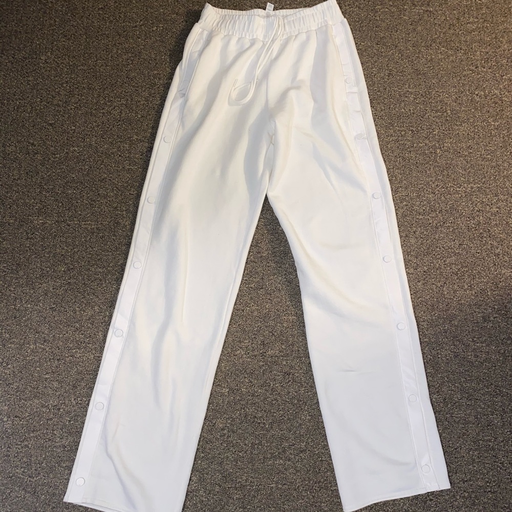Alo fleece High-Waist Pleasant Wide Leg Pant with side buttons